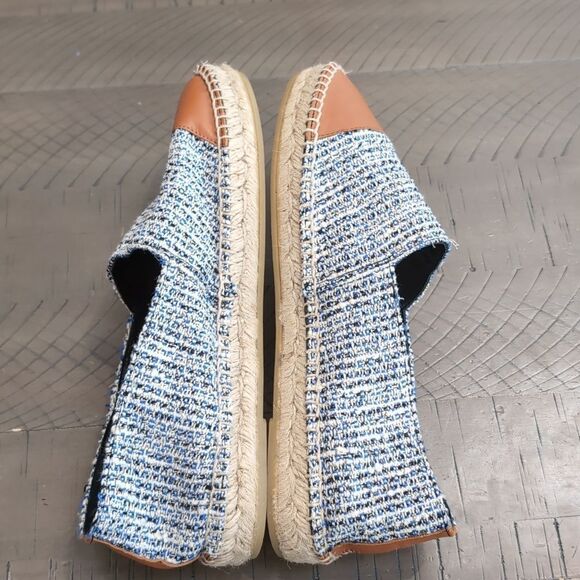 J. Mclaughlin Alexa Tweed and Leather Toe Espadrilles - Blue Cream Sz 9 - Picture 7 of 9